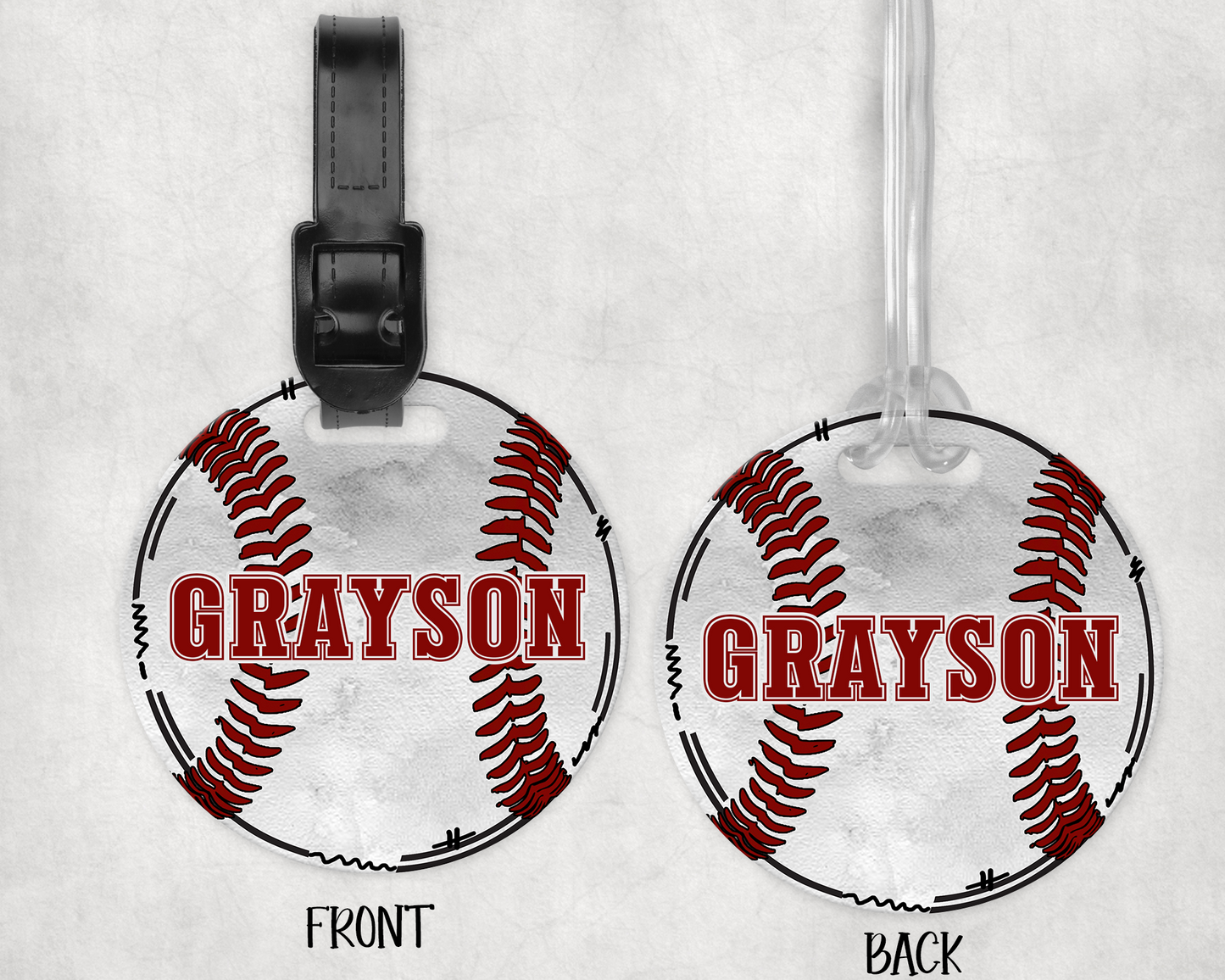 PERSONALIZED ROUND BASEBALL BAG TAG | 1