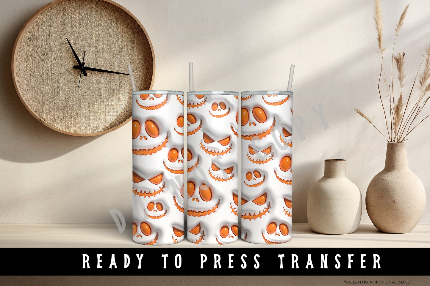 Pumpkin 3D Puff Tumbler Sublimation Wrap Transfer [#10]