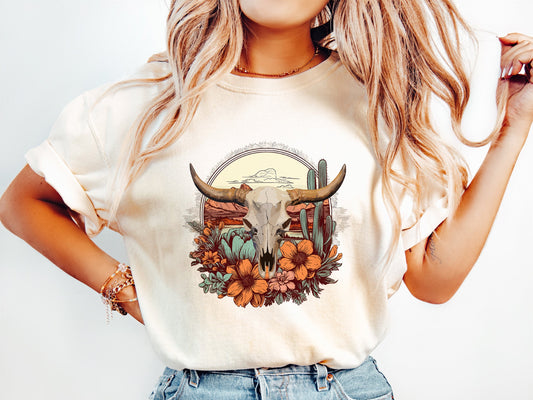 BULL SKULL SUNRISE | DTF TRANSFER - 1349