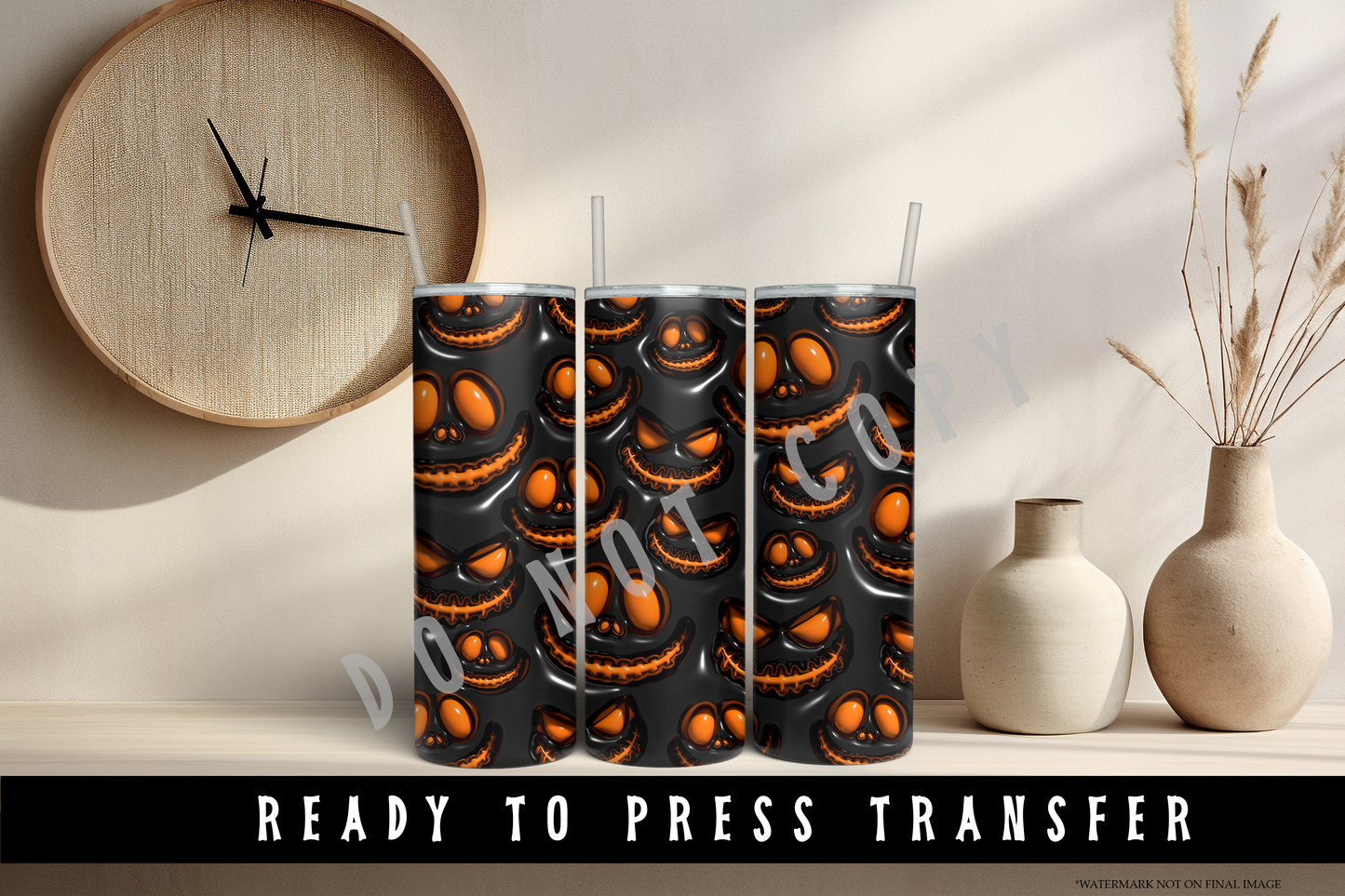 Pumpkin 3D Puff Tumbler Sublimation Wrap Transfer [#11]