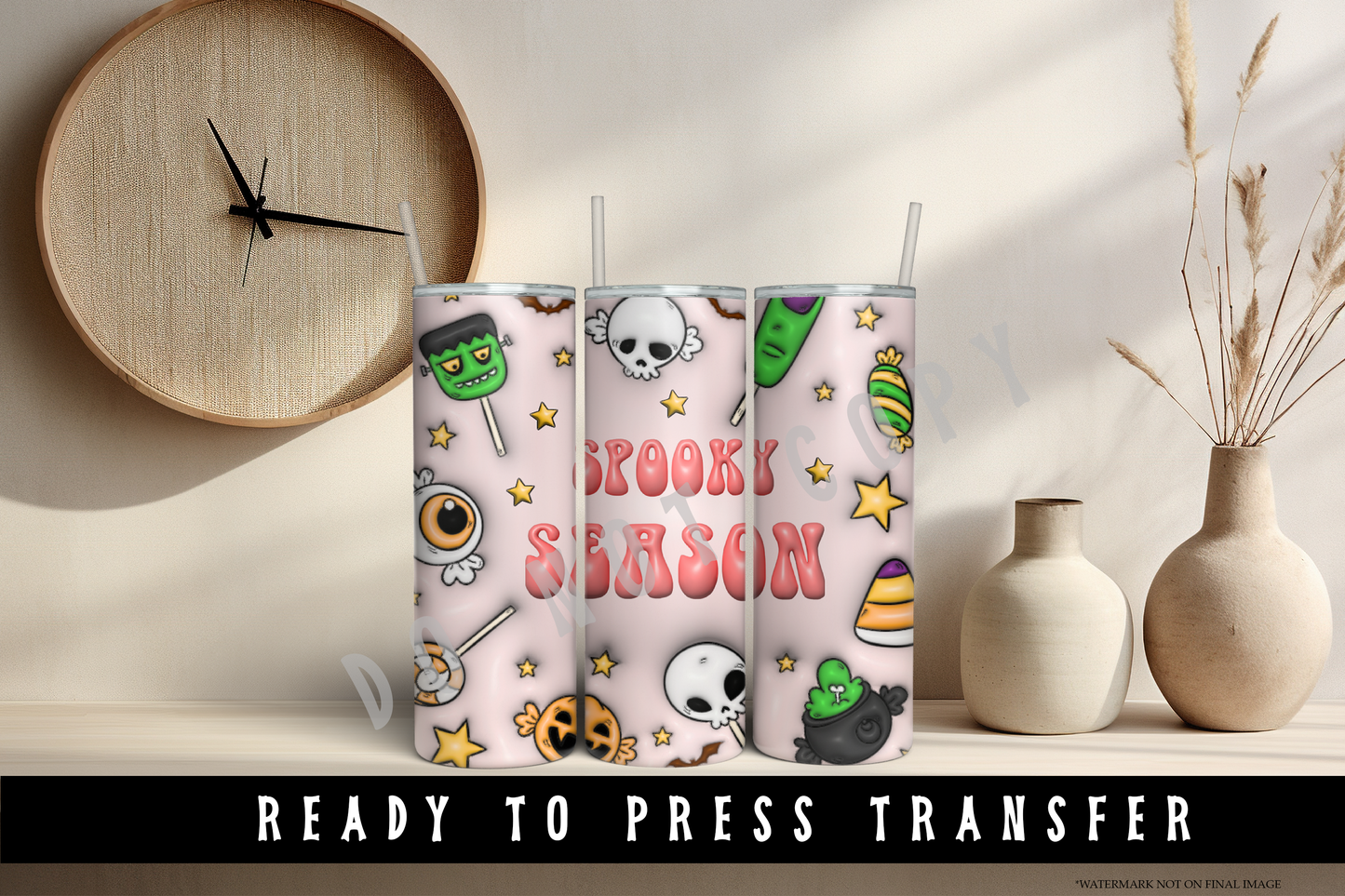 Spooky Season 3D Puff Tumbler Sublimation Wrap Transfer [#13]