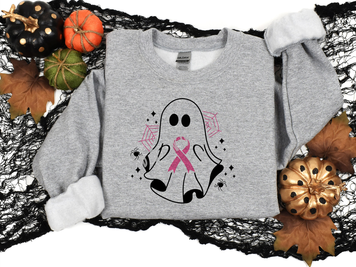 Halloween Breast Cancer Awareness Ghost Transfer #593