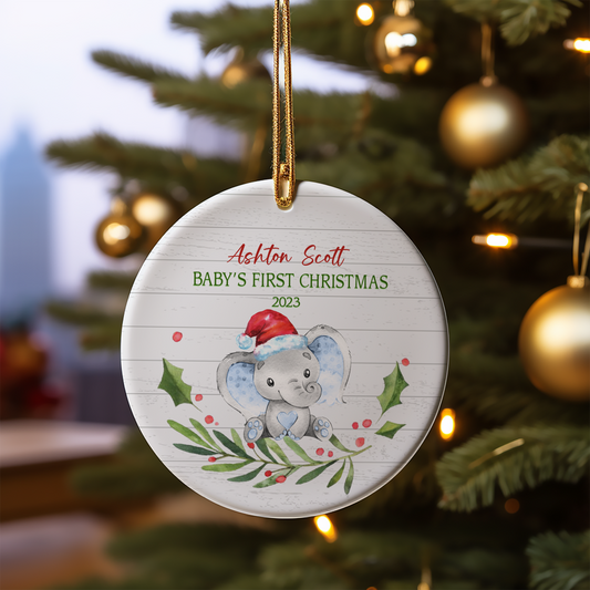 Baby Elephant First Christmas Ornament - #15