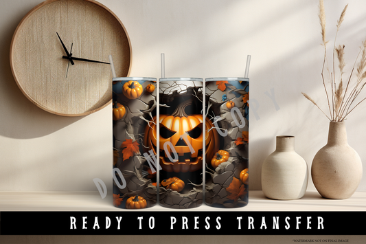 Spooky Pumpkin 3D Puff Tumbler Sublimation Wrap Transfer [#17]