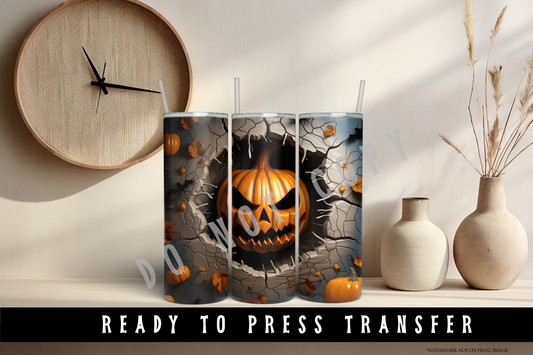 Spooky Pumpkin 3D Puff Tumbler Sublimation Wrap Transfer [#19]