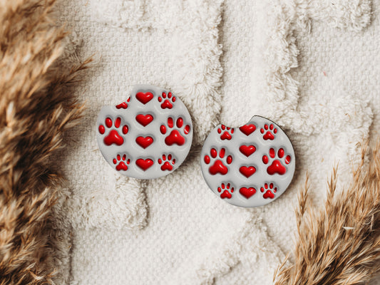 3D Dog Puff Print - Car Coaster Set of 2 - 50