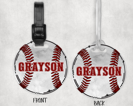 PERSONALIZED ROUND BASEBALL BAG TAG | 1