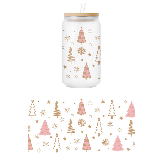 Christmas Trees Glass Can Wrap Transfer - 3