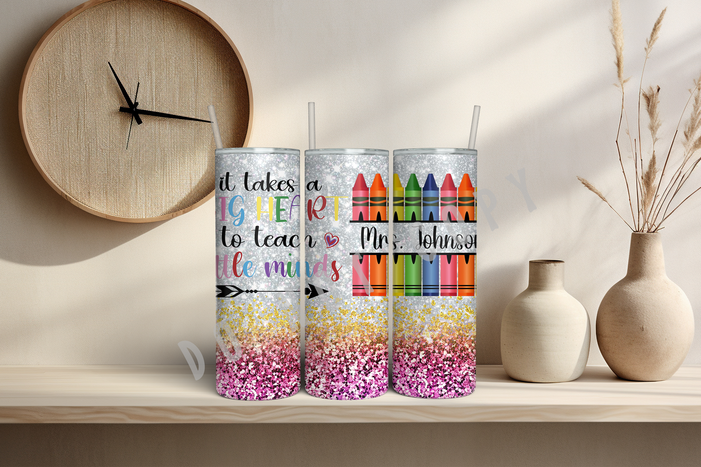 Personalized Glitter Teacher Tumbler - 21