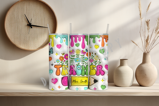 Personalized 3D Puff Teacher Tumbler - 22