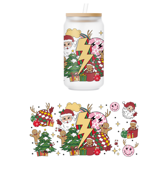 Retro Santa Glass Can Wrap Transfer - 24