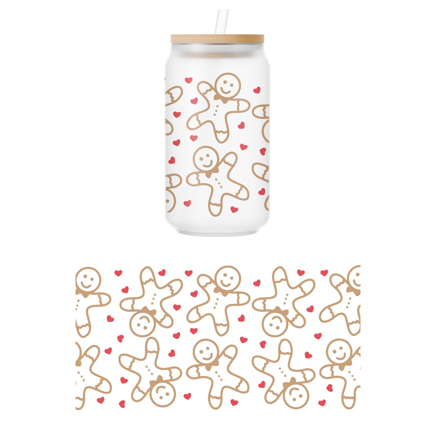 Gingerbread Man Glass Can Wrap Transfer - 5