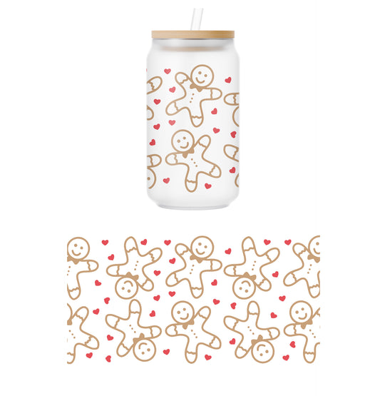 Gingerbread Man Glass Can Wrap Transfer - 5