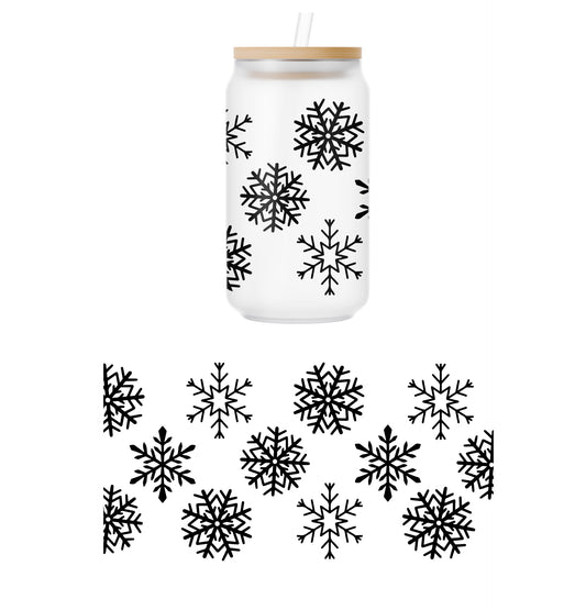 Snow Flakes Glass Can Wrap Transfer - 7