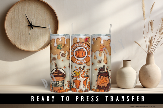 Fall 3D Puff Coffee Tumbler Sublimation Wrap Transfer [#2]