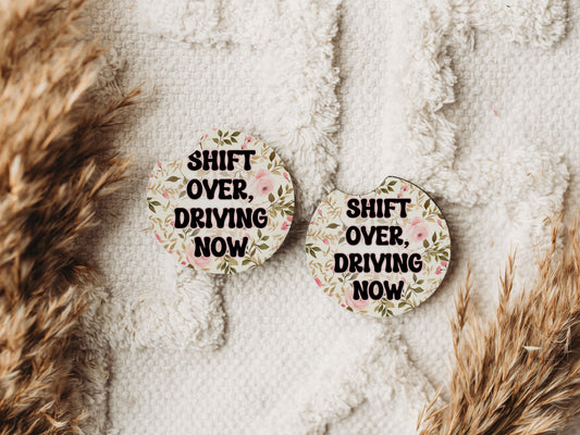 Shift Over Driving Now - Car Coaster Set of 2