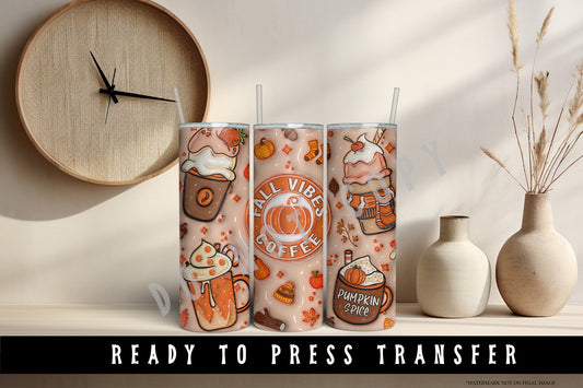 Fall 3D Puff Coffee Tumbler Sublimation Wrap Transfer [#6]