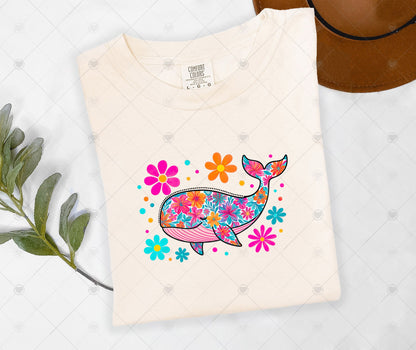 FLORAL WHALE | COMFOR COLOR GRAPHIC TEE - 1661