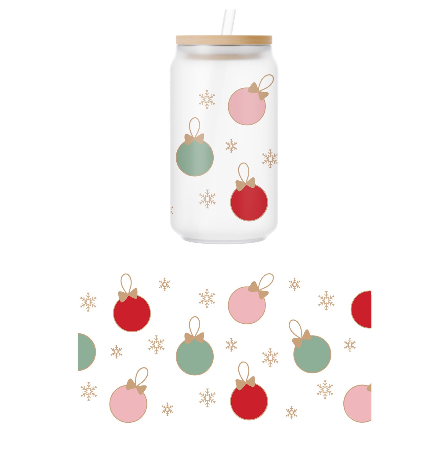 Christmas Bulbs Glass Can Wrap Transfer - 1