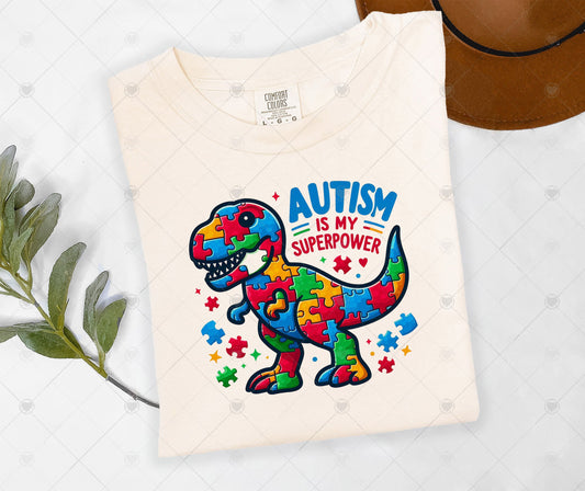 AUTISM IS MY SUPERPOWER | COMFOR COLOR GRAPHIC TEE - 1449