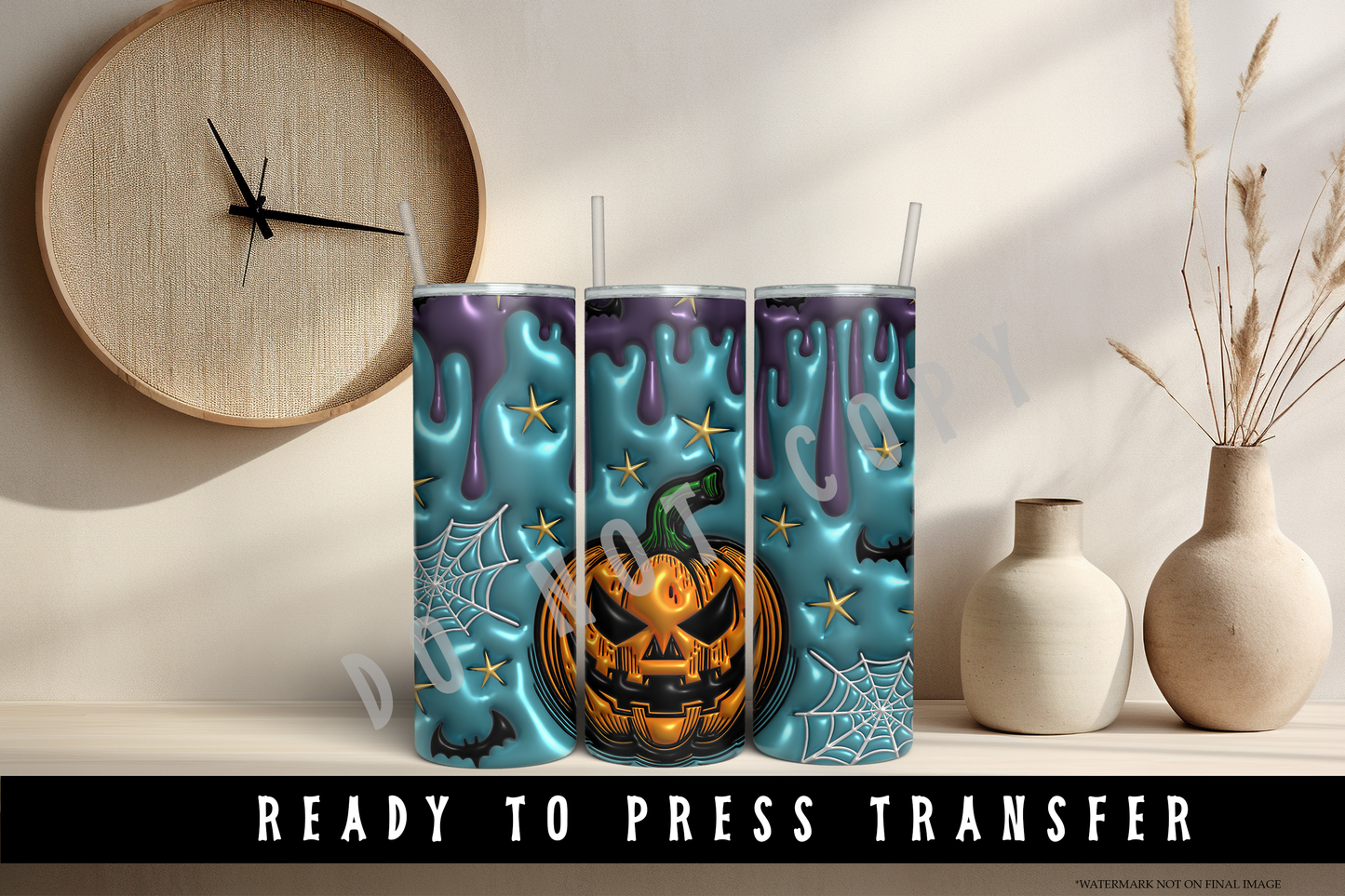 Pumpkin Blood 3D Puff Tumbler Sublimation Wrap Transfer [#8]