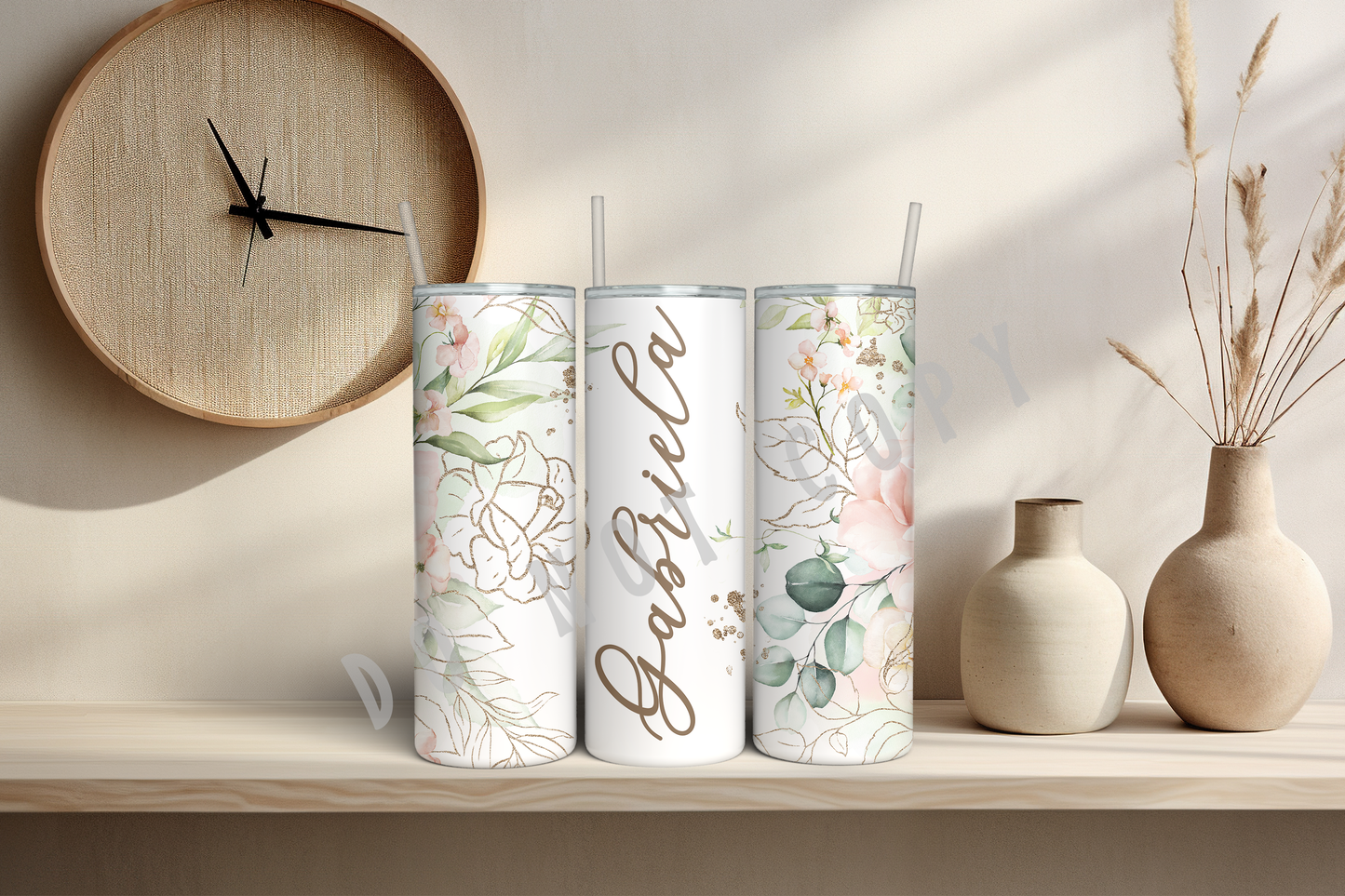 Personalized Floral Tumbler - 85