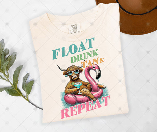 FLOAT DRINK TAN & REPEAT | DTF TRANSFER - 1479