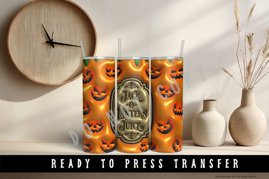 Jack O Lantern Juice 3D Puff Tumbler Sublimation Wrap Transfer [#9]