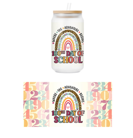 100 Days of School Glass Can Wrap Transfer - 13