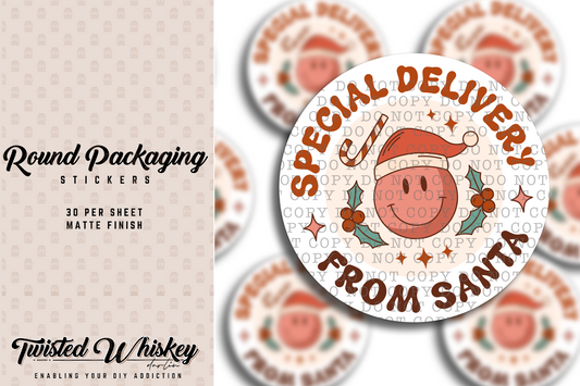 Special Delivery from Santa - 1.5" Circle - PRINTED Sticker Sheet