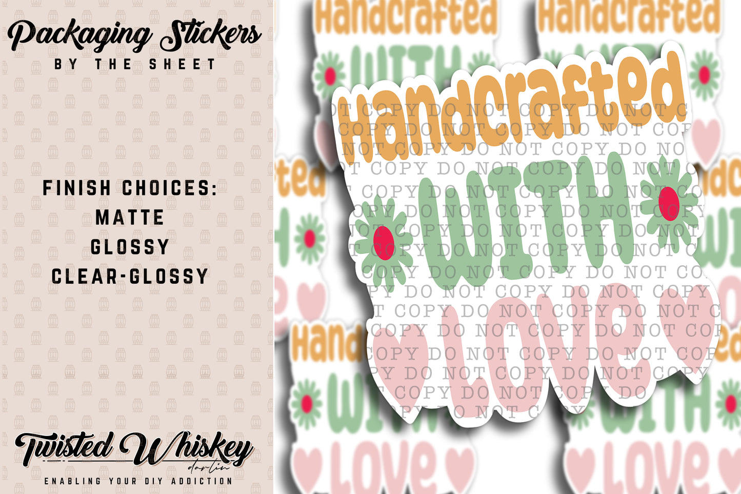 Handcrafted with Love - PRINTED Sticker Sheet