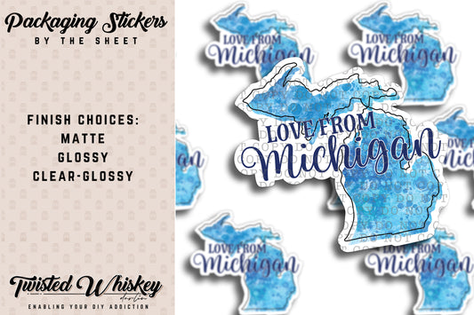 Love from Michigan - PRINTED Sticker Sheet [#171]