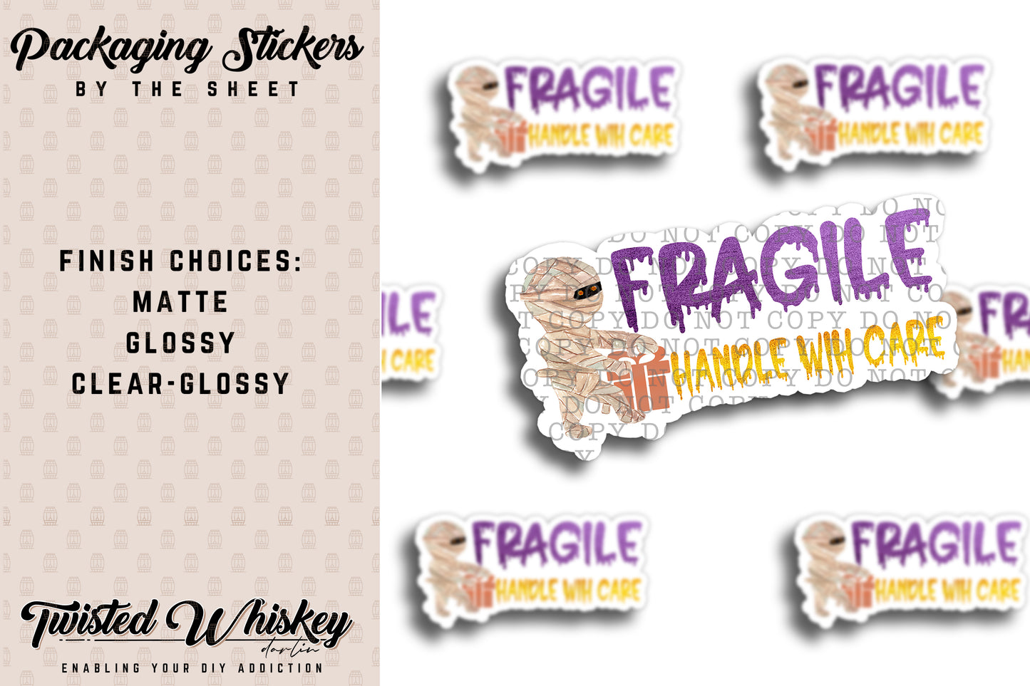 Fragile Hand with Care - PRINTED Sticker Sheet