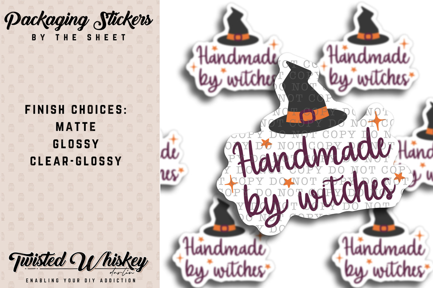 Handmade with by a Witch - PRINTED Sticker Sheet [#27]