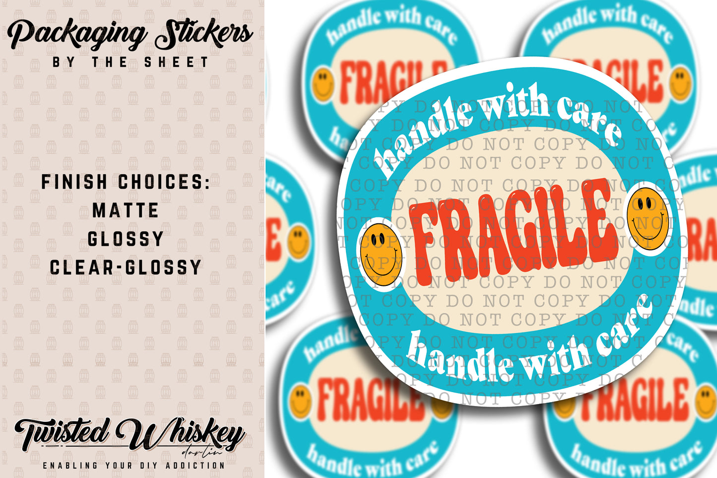 Handle with Care - Fragile - PRINTED Sticker Sheet [#41]